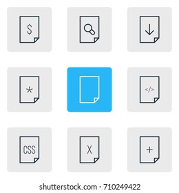 Vector Illustration Of 9 Document Icons. Editable Pack Of Dollar, Search, File And Other Elements.