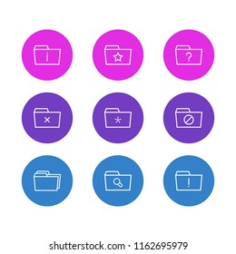 Vector illustration of 9 dossier icons line style. Editable set of significant, missed, dossier and other icon elements.