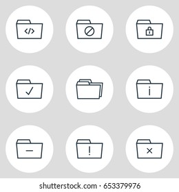 Vector Illustration Of 9 Dossier Icons. Editable Pack Of Remove, information, Minus And Other Elements.