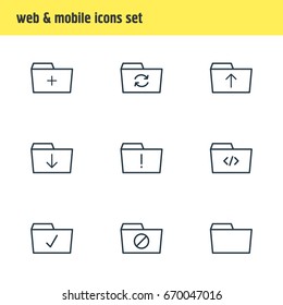 Vector Illustration Of 9 Dossier Icons. Editable Pack Of Plus, Done, Important And Other Elements.