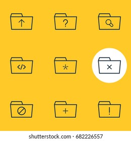 Vector Illustration Of 9 Dossier Icons. Editable Pack Of Magnifier, Submit, Significant And Other Elements.