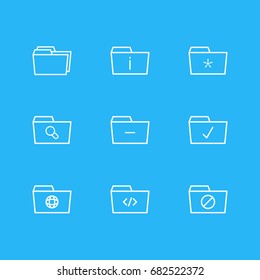 Vector Illustration Of 9 Dossier Icons. Editable Pack Of Significant, Done, Locked And Other Elements.