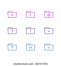 Vector Illustration Of 9 Dossier Icons. Editable Pack Of Script, Significant, Question And Other Elements.