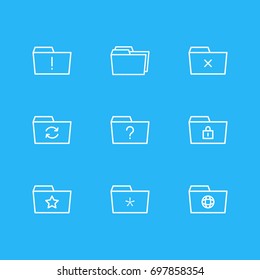 Vector Illustration Of 9 Dossier Icons. Editable Pack Of Important, Recovery, Significant And Other Elements.