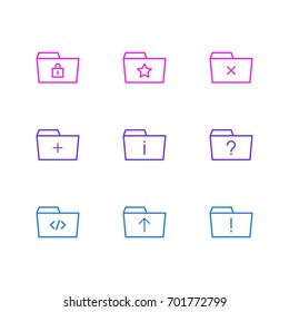 Vector Illustration Of 9 Dossier Icons. Editable Pack Of Information, Question, Remove And Other Elements.