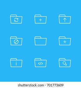 Vector Illustration Of 9 Dossier Icons. Editable Pack Of Information, Script, Significant And Other Elements.