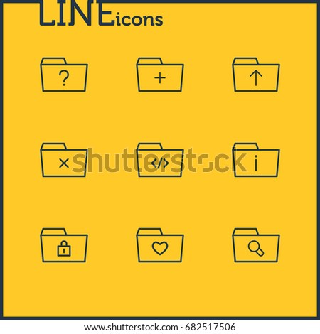 Vector Illustration Of 9 Dossier Icons. Editable Pack Of Script, Magnifier, Liked And Other Elements.