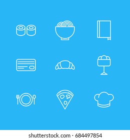 Vector Illustration Of 9 Eating Icons. Editable Pack Of Hat, Sundae, Dessert And Other Elements.