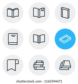 Vector illustration of 9 education icons line style. Editable set of lecture, library, learning and other icon elements.