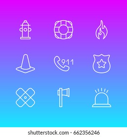 Vector Illustration Of 9 Extra Icons. Editable Pack Of Lifesaver, Water, Taper And Other Elements.