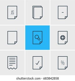Vector Illustration Of 9 File Icons. Editable Pack Of Copy, Folder, File And Other Elements.