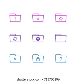 Vector Illustration Of 9 Folder Icons. Editable Pack Of Question, Significant, Important And Other Elements.