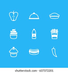 Vector Illustration Of 9 Food Icons. Editable Pack Of Platter, Muffin, Drink Bottle And Other Elements.