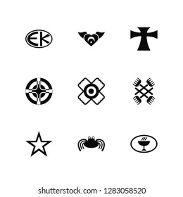 Vector Illustration Of 9 Icons. Editable Pack Eckankar, Sufism, Bahá í, Gnosticism, Native American Sun, Unitarian Universalism, Pastafarianism, Paganism, Greek Cross