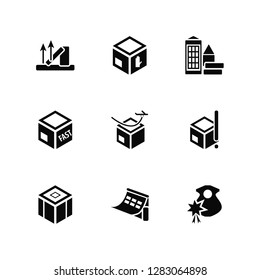 Vector Illustration Of 9 Icons. Editable Pack Package, Box, Delivery, Fast delivery, Badge, Calendar, Home delivery