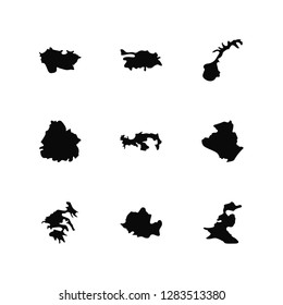 Vector Illustration Of 9 Icons. Editable Pack Czech Eepublic map, Turkey Greece Algeria Panama Pakistan Romania Uruguay Norway map