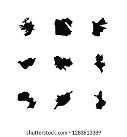 Vector Illustration Of 9 Icons. Editable Pack Ireland map, Egypt Paraguay Tunisia Cambodia Finland Syria Hungary Jordan map