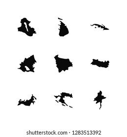 Vector Illustration Of 9 Icons. Editable Pack Iraq map, Sri Lanka Russia El Salvador Bolivia Myanmar Croatia Nicaragua Cuba map