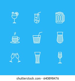 Vector Illustration Of 9  Icons. Editable Pack Of Margarita, Celebrate, Draught And Other Elements.