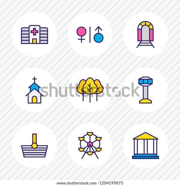 Vector Illustration 9 Infrastructure Icons Colored Stock Vector Royalty Free
