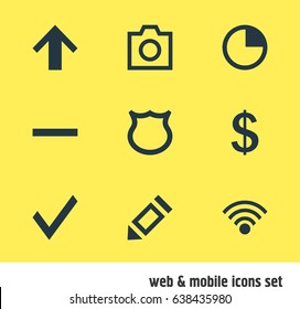 Vector Illustration Of 9 Interface Icons. Editable Pack Of Conservation, Pen, Cordless Connection And Other Elements.