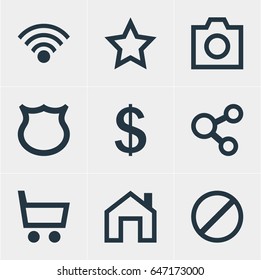 Vector Illustration Of 9 Interface Icons. Editable Pack Of Snapshot, Money Making, Access Denied And Other Elements.