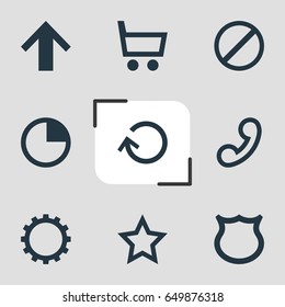 Vector Illustration Of 9 Interface Icons. Editable Pack Of Cogwheel, Conservation, Stopwatch And Other Elements.