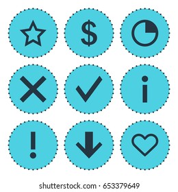 Vector Illustration Of 9 Interface Icons. Editable Pack Of Wrong, Downward, Emotion And Other Elements.