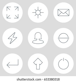 Vector Illustration Of 9 Interface Icons. Editable Pack Of Accsess, Remove, Sunshine And Other Elements.