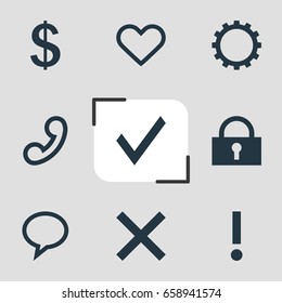 Vector Illustration Of 9 Interface Icons. Editable Pack Of Cogwheel, Talk Bubble, Money Making And Other Elements.
