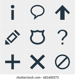 Vector Illustration Of 9 Interface Icons. Editable Pack Of Wrong, Access Denied, Plus And Other Elements.