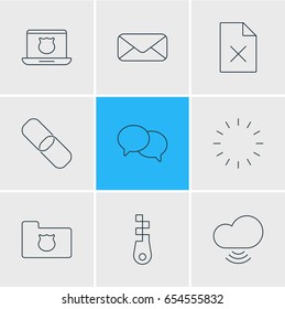 Vector Illustration Of 9 Internet Icons. Editable Pack Of Privacy Doc, Chain, Delete Data And Other Elements.