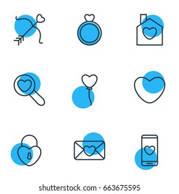 Vector Illustration Of 9 Love Icons. Editable Pack Of Engagement, Lock, Cupid And Other Elements.