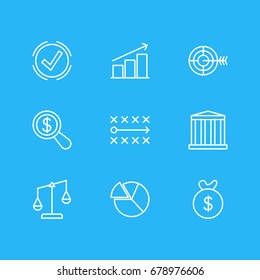 Vector Illustration Of 9 Management Icons. Editable Pack Of Building, Balance, Solution And Other Elements.