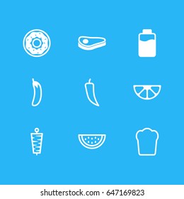 Vector Illustration Of 9 Meal Icons. Editable Pack Of Aubergine, Lactose, Loaf And Other Elements.
