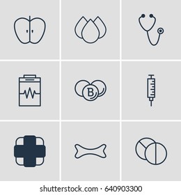 Vector Illustration Of 9 Medical Icons. Editable Pack Of Osseous, Treatment, Painkiller And Other Elements.