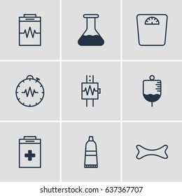 Vector Illustration Of 9 Medicine Icons. Editable Pack Of Osseous, Exigency, Antibody And Other Elements.