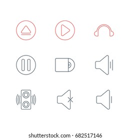 Vector Illustration Of 9 Melody Icons. Editable Pack Of Soundless, Start, Audio And Other Elements.