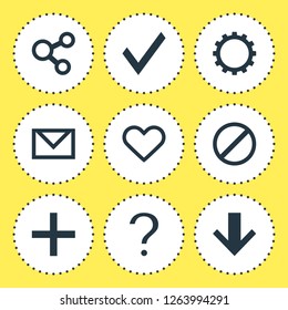 Vector illustration of 9 member icons. Editable set of soul, gear, guide and other icon elements.