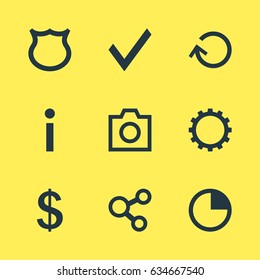 Vector Illustration Of 9 Member Icons. Editable Pack Of Stopwatch, Conservation, Snapshot And Other Elements.