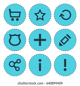 Vector Illustration Of 9 Member Icons. Editable Pack Of Conservation, Pen, Asterisk And Other Elements.