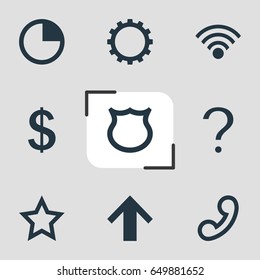 Vector Illustration Of 9 Member Icons. Editable Pack Of Cogwheel, Handset, Asterisk Elements.
