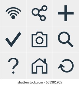 Vector Illustration Of 9 Member Icons. Editable Pack Of Plus, Renovate, Help And Other Elements.