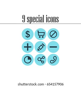 Vector Illustration Of 9 Member Icons. Editable Pack Of Access Denied, Plus, Stopwatch And Other Elements.