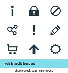 Vector Illustration Of 9 Member Icons. Editable Pack Of Wheelbarrow, Pen, Info And Other Elements.