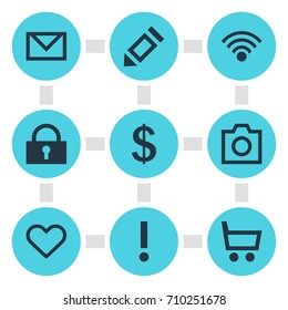 Vector Illustration Of 9 Member Icons. Editable Pack Of Snapshot, Padlock, Alert And Other Elements.