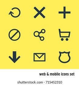 Vector Illustration Of 9 Member Icons. Editable Pack Of Wrong, Renovate, Shield And Other Elements.