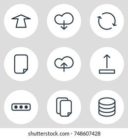 Vector Illustration Of 9 Memory Icons. Editable Pack Of Parole, Documents, Upload And Other Elements.