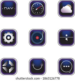 vector illustration of 9 menu icons on android phones, perfect for theme icons on android