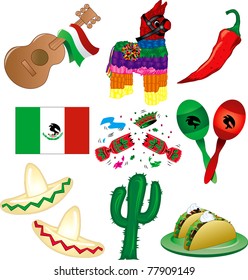 Vector Illustration of 9 Mexican party icons